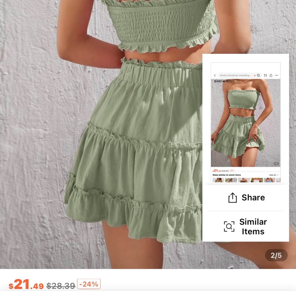 SHEIN Beige Ruffled Skirt Set - Picture 2 of 5